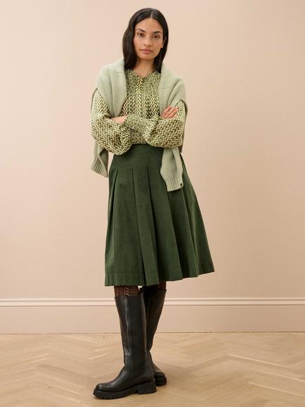 Brora Needlecord Skirt, Forest