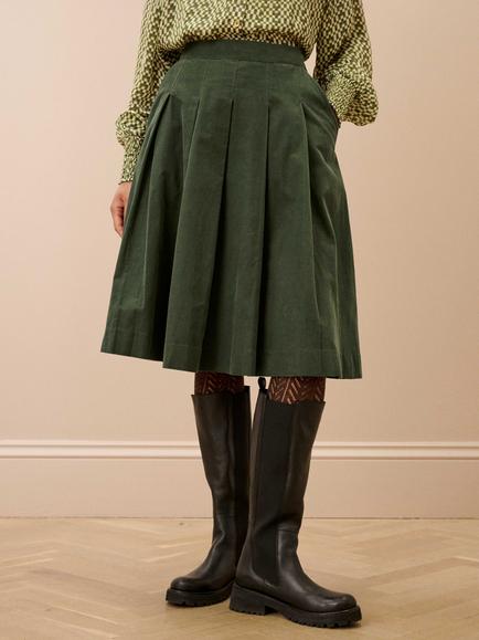 Brora Needlecord Skirt - view 2, Forest