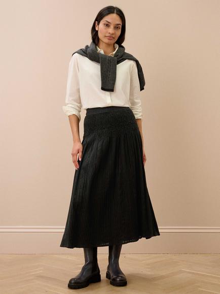 Brora Smock Textured Skirt, Black, Black