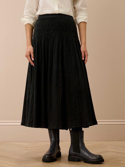 Brora Smock Textured Skirt, Black - view 2, Black