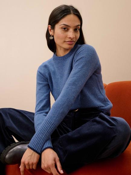Brora Cashmere Boxy Jumper, Myrtle - view 2, Myrtle