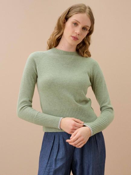 Brora Cashmere Boxy Jumper, Myrtle, Celery
