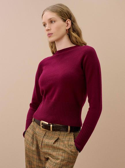 Brora Cashmere Boxy Jumper, Myrtle, Claret