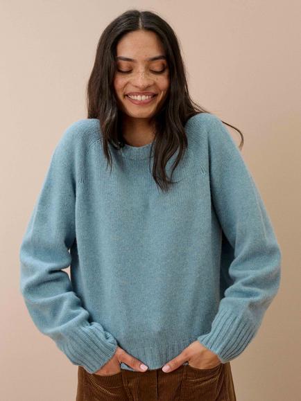Brora Cashmere Round Neck Jumper, Nimbus, Nimbus