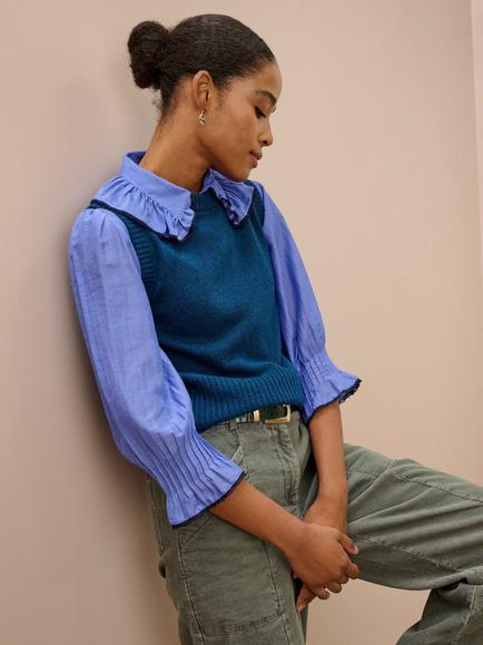 Brora Cashmere Tank Jumper, Cosmos - view 2, Cosmos
