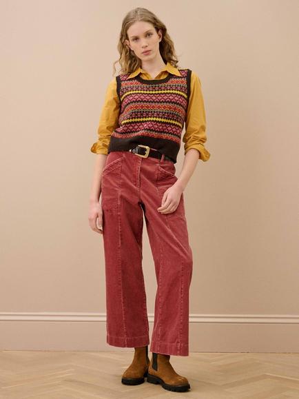 Brora Fair Isle Wool Sleeveless Jumper, Conker, Conker