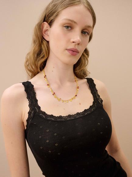 Brora Lace Scoop Camisole Cami, Black - view 2, Black