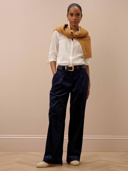 Brora Corduroy Wide Leg Trousers, Ink