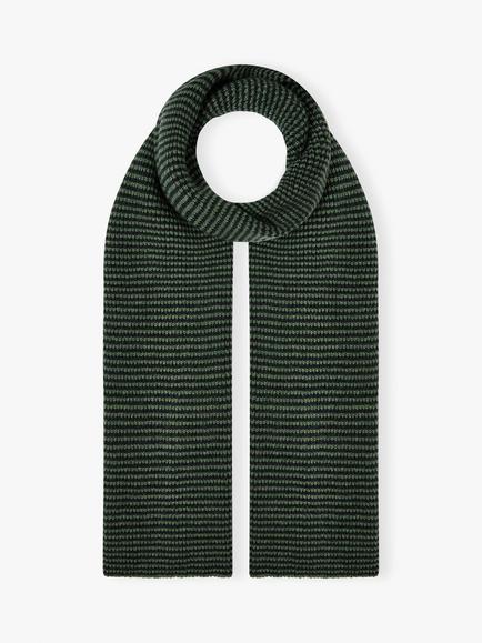 Brora Cashmere Stripe Scarf, Fern/Midnight, Fern/Midnight