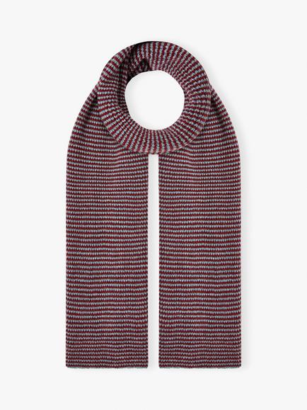 Brora Cashmere Stripe Scarf, Nimbus/Paprika, Nimbus/Paprika