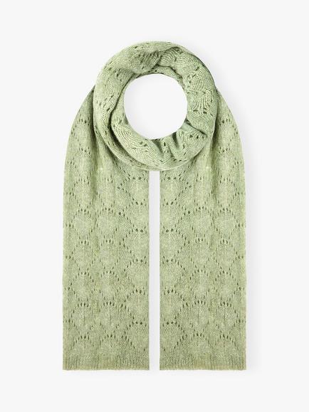 Brora Cashmere Pointelle Scarf, Celery