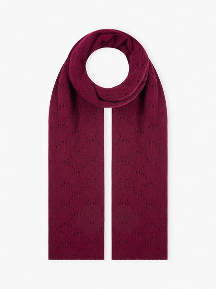 Brora Cashmere Pointelle Scarf, Claret