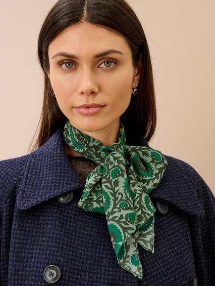 Brora Silk Neck Tie, Mallard - view 2, Mallard