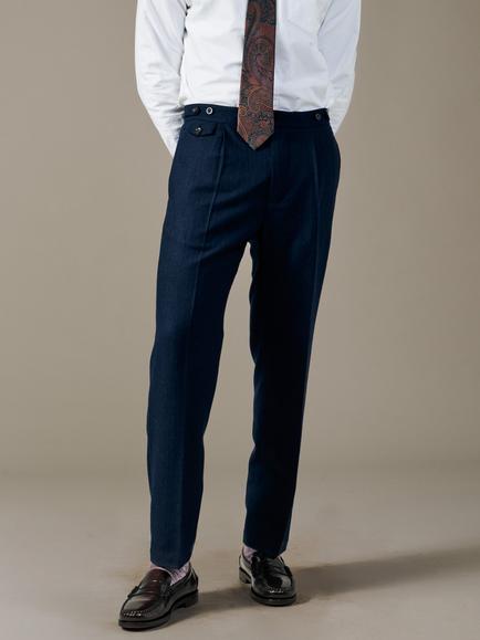 Aubin Rowley Wool Blend Suit Trousers, Navy Pinstripe, Navy Pinstripe