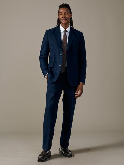 Aubin Rowley Wool Blend Suit Trousers, Navy Pinstripe - view 2, Navy Pinstripe