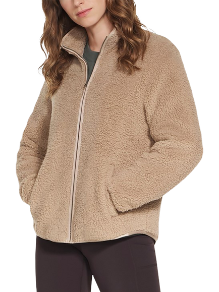 Skechers Skech-Sherpa Zip Through Jacket, Taupe, Taupe