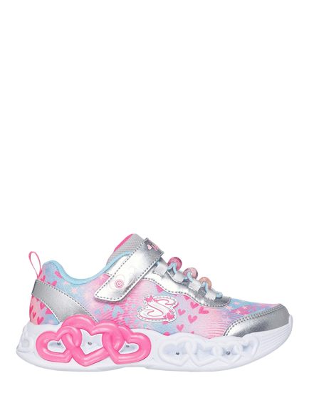 Skechers Kids' Infinite Heart Light-Up Trainers, Silver/Multi, Silver/Multi