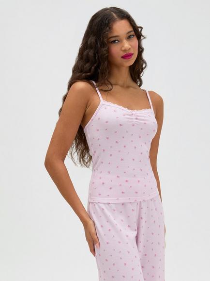 Boux Avenue Floral Waffle Pyjama Set, Pink - view 2, Pink