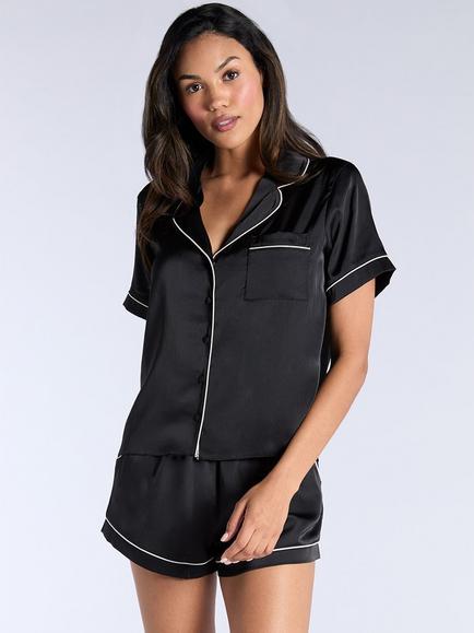 Boux Avenue Luxe Satin Short Pyjama Set, Black
