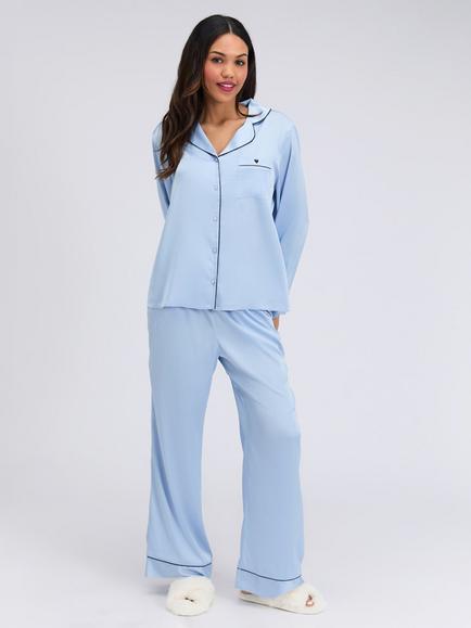 Boux Avenue Oversized Long Sleeve Pyjama Set, Blue, Blue