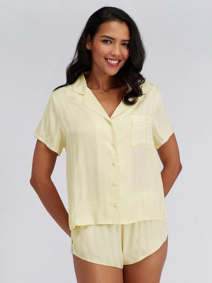 Boux Avenue Striped Short Pyjama Set, Yellow, Yellow