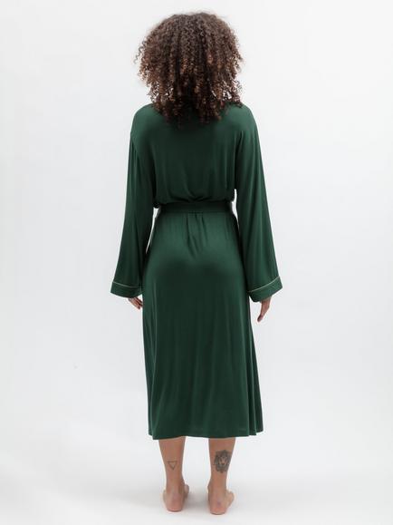 Cyberjammies Long Dressing Gown, Dark Green - view 2, Dark Green