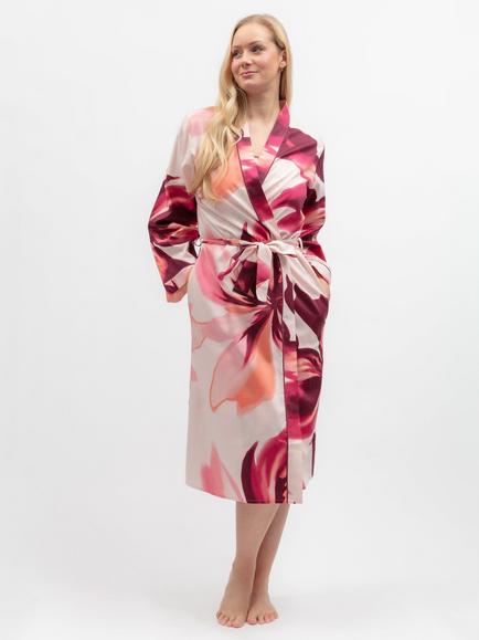 Cyberjammies Floral Long Cotton Blend Dressing Gown, Peach, Peach