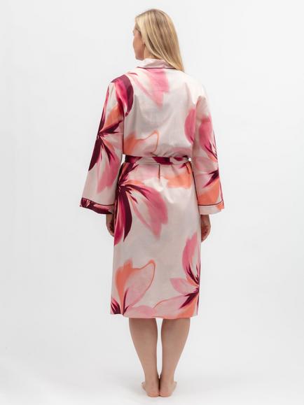 Cyberjammies Floral Long Cotton Blend Dressing Gown, Peach - view 2, Peach