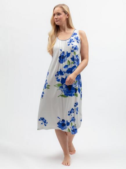 Cyberjammies Floral Sleeveless Cotton Blend Nightdress, Blue, Blue