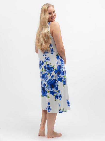 Cyberjammies Floral Sleeveless Cotton Blend Nightdress, Blue - view 2, Blue