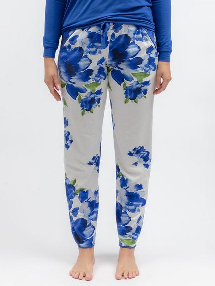 Cyberjammies Floral Cotton Blend Pyjama Bottoms, Blue, Blue