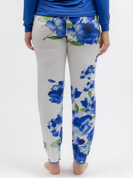 Cyberjammies Floral Cotton Blend Pyjama Bottoms, Blue - view 2, Blue