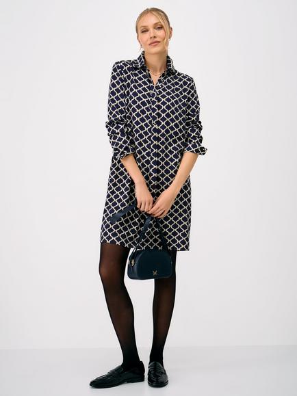 Crew Clothing Leah Rope Print Shift Dress, Navy Blue, Navy Blue