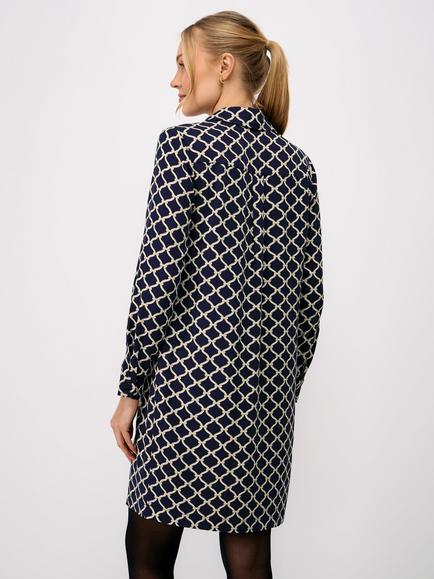 Crew Clothing Leah Rope Print Shift Dress, Navy Blue - view 2, Navy Blue