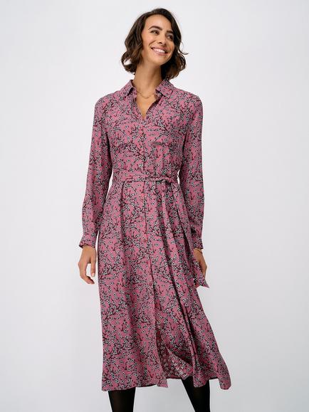 Crew Clothing Sienna Long Sleeve Shirt Dress, Rose Pink - view 2, Rose Pink