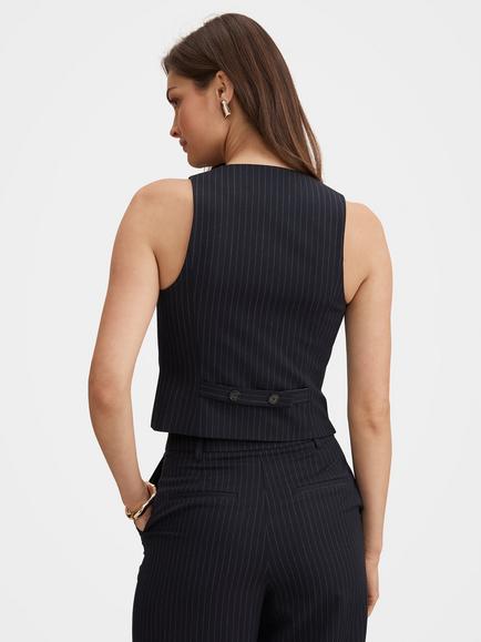 Forever New Paloma Pinstripe Waistcoat, Navy - view 2, Navy
