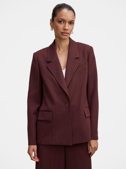 Forever New Paloma Pinstripe Blazer, Berry, Berry