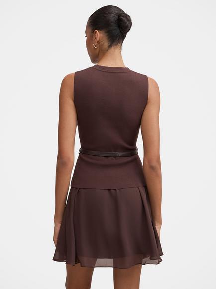 Forever New Belle Woven Mini Dress, Chocolate - view 2, Chocolate