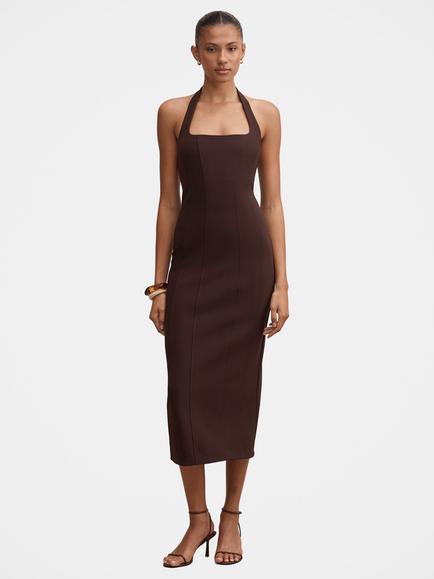 Forever New Gina Halter Neck Midi Dress, Chocolate, Chocolate