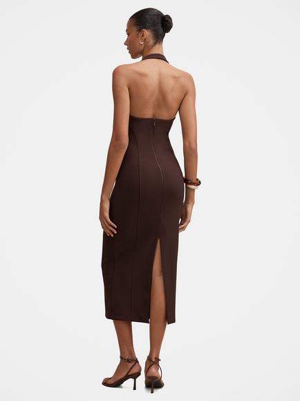 Forever New Gina Halter Neck Midi Dress, Chocolate - view 2, Chocolate
