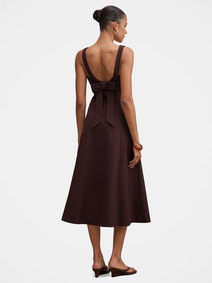 Forever New Harriet LB Bow Back Midi Dress, Deep Plum - view 2, Deep Plum