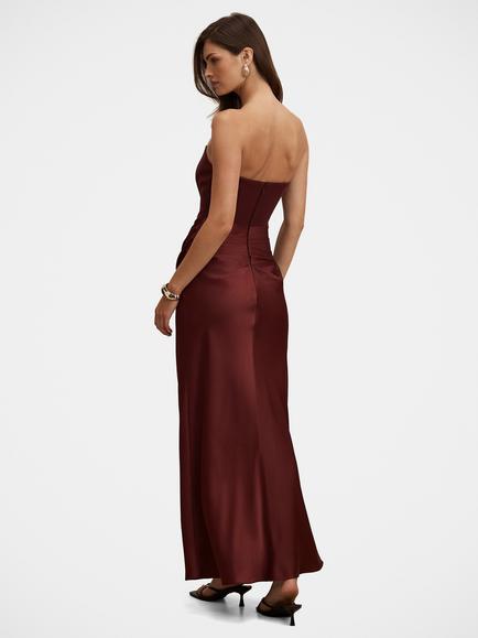 Forever New Isra Drape S Maxi Dress, Vintage Merlot - view 2, Vintage Merlot