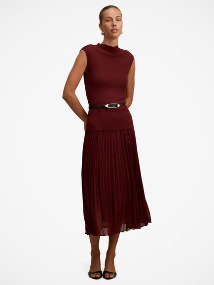 Forever New Lorelei Woven M Midi Dress, Burgundy Rose, Burgundy Rose
