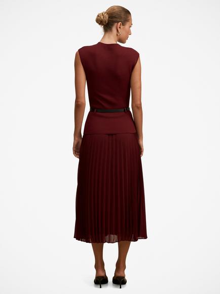 Forever New Lorelei Woven M Midi Dress, Burgundy Rose - view 2, Burgundy Rose