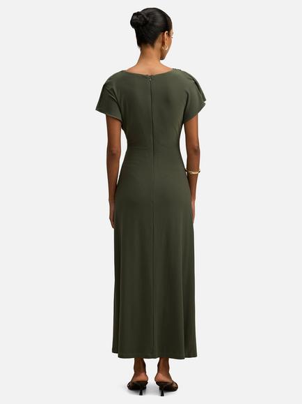Forever New Tahnee Petite Ruched Maxi Dress, Thyme Green - view 2, Thyme Green