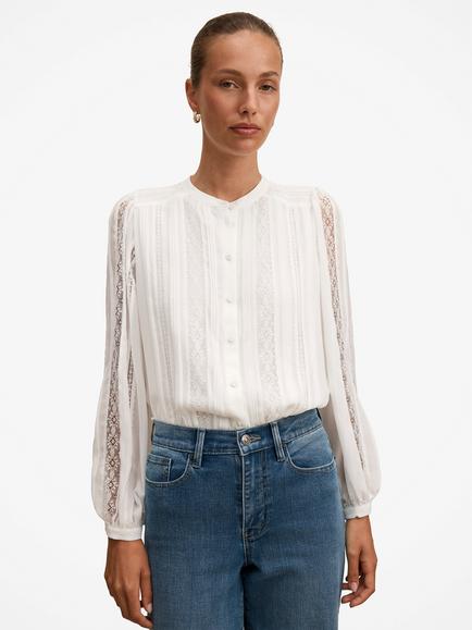 Forever New Alexis Lace T Blouse, Porcelain, Porcelain