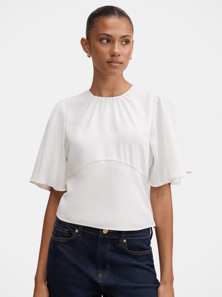 Forever New Kirsten Flutter Top, Porcelain, Porcelain