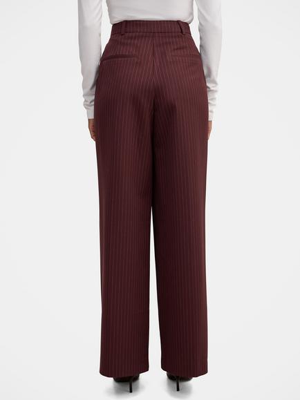 Forever New Paloma Pinstripe Wide Leg Trousers, Berry - view 2, Berry