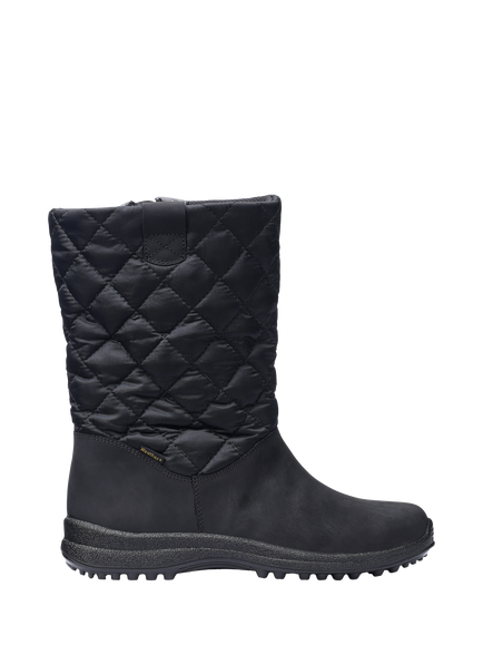 Hotter Timber Wide Fit Waterproof Quilted Boots, Black, Black