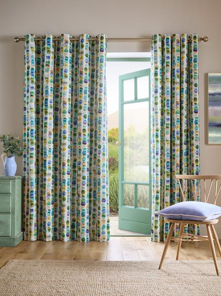 bluebellgray Tobermory Pair Lined Eyelet Curtains, Ocean, Ocean